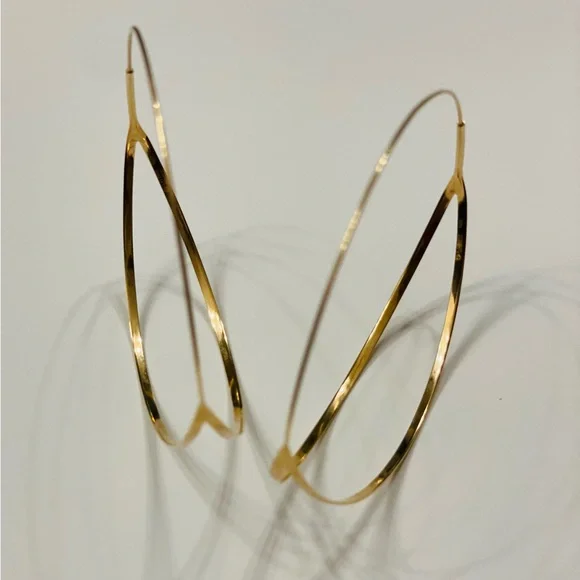 Lana Jewelry 14K yellow Gold Flirt Split hoops 3" long - Picture 7 of 16